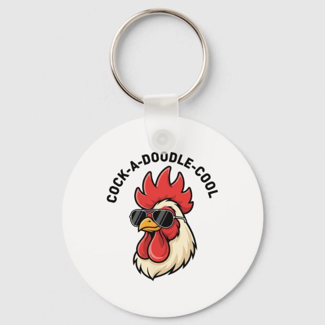 Funny A Doodle Cool Chicken Lover Pun _1  Keychain (Front)
