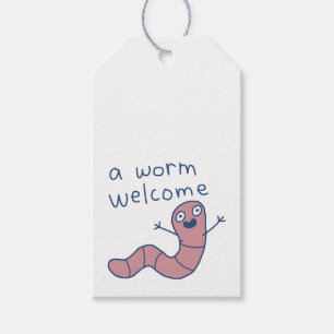 Funny A Worm Welcome Cute Punny Earthworm Doodle Gift Tags
