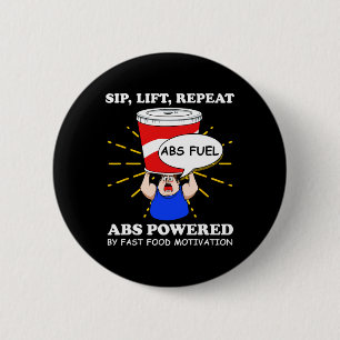 Funny Abs Exercise Fast Food Gym Workout Bodybuild 2 Inch Round Button
