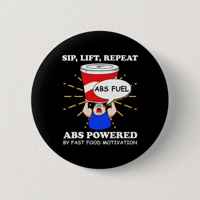 Funny Abs Exercise Fast Food Gym Workout Bodybuild 2 Inch Round Button (Front)