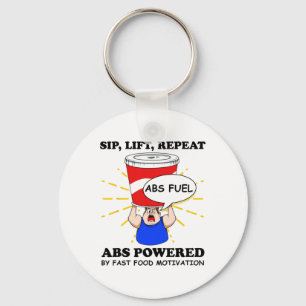 Funny Abs Exercise Fast Food Gym Workout Bodybuild Keychain