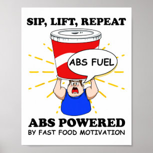 Funny Abs Exercise Fast Food Gym Workout Bodybuild Poster