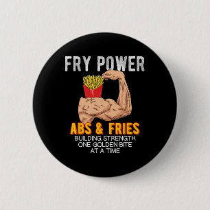 Funny Abs Exercise French Fries Muscle Building Bo 2 Inch Round Button