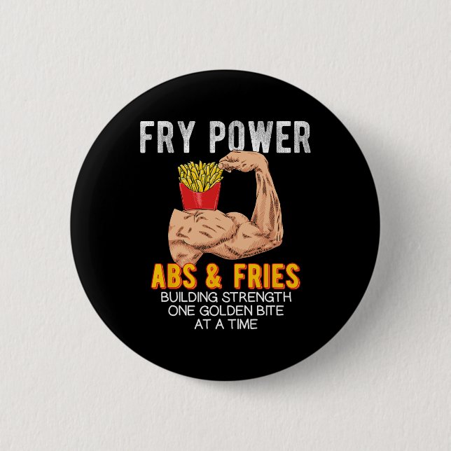 Funny Abs Exercise French Fries Muscle Building Bo 2 Inch Round Button (Front)