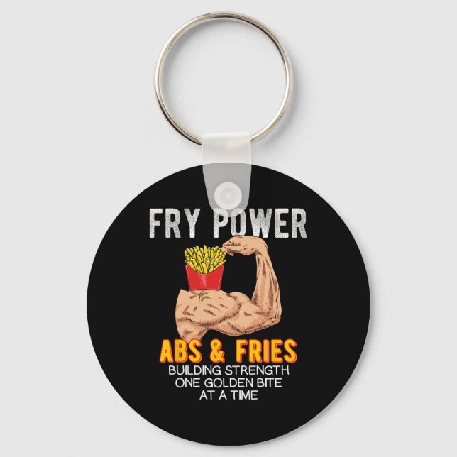 Funny Abs Exercise French Fries Muscle Building Bo Keychain (Front)