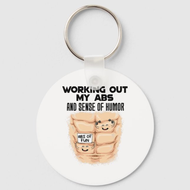 Funny Abs Exercise Muscle Building Bodybuilding  Keychain (Front)