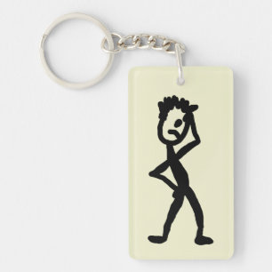 Funny Absent-Minded Stick Figure Keychain