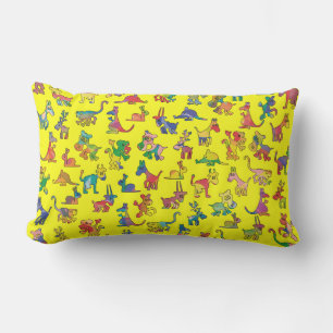 Funny Abstract Animals Tiles Pattern Lumbar Pillow