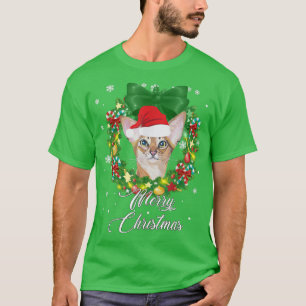 Funny Abyssinian Cat Snow Christmas Xmas Tree Deco T-Shirt