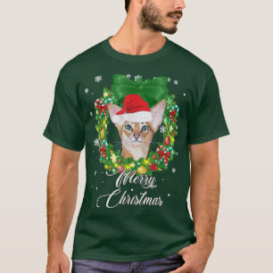 Funny Abyssinian Cat Snow Christmas Xmas Tree Deco T-Shirt