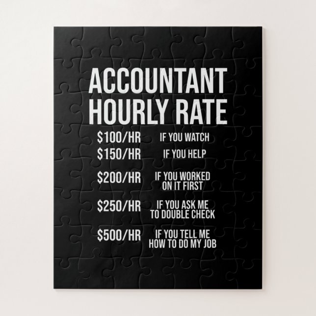 Funny Accountant Hourly Rate Accounting CPA Humor Jigsaw Puzzle (Vertical)