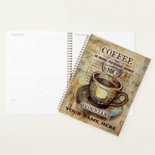 Funny Accountant Personalized Name Coffee Vintage Planner
