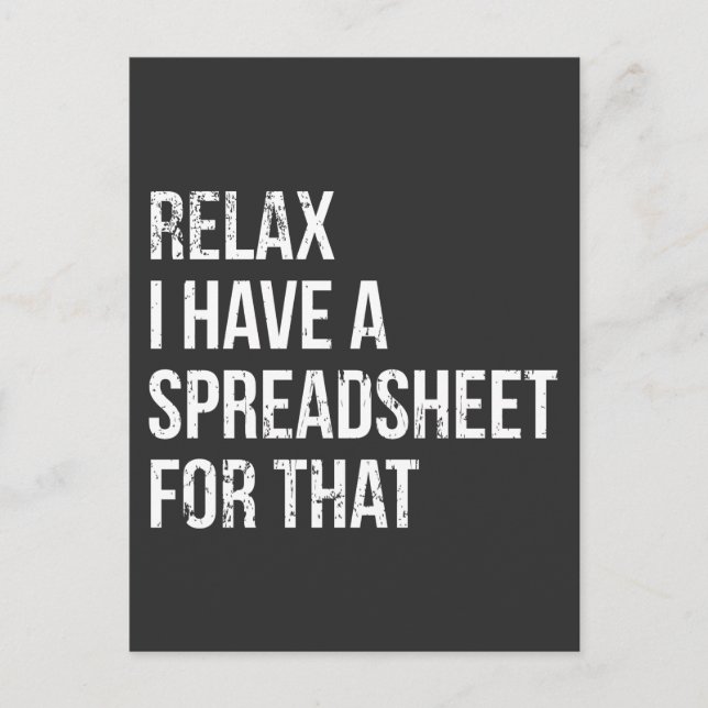 Funny Accountant Spreadsheet Joke Accounting Postcard (Front)