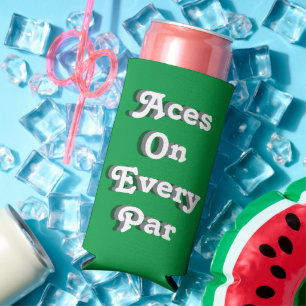 Funny "Aces On Every Par." St. Patrick's Day Golf Seltzer Can Cooler