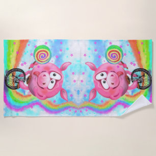 Funny Acrobat Pig Beach Towel