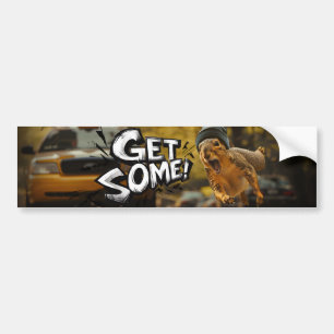 Funny Action Squirrel Bumper Sticker "Get Some"			