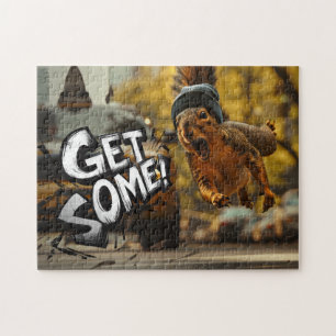Funny Action Squirrel Jigsaw Puzzle "Get Some"