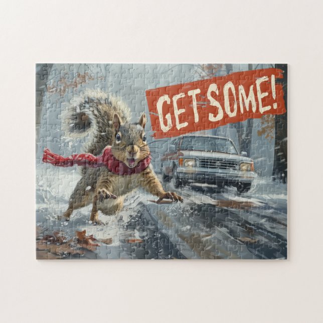 Funny Action Squirrel Jigsaw Puzzle "Get Some" (Horizontal)