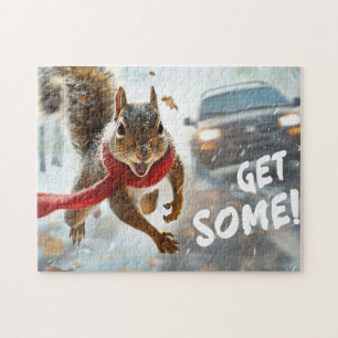Funny Action Squirrel Jigsaw Puzzle "Get Some"
