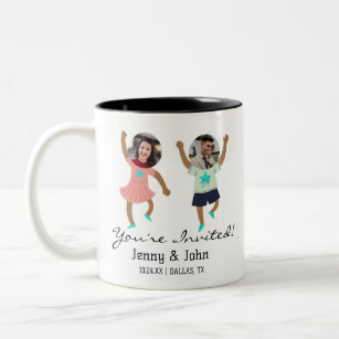 Funny Add Photo Customized Bride & Groom Wedding   Two-Tone Coffee Mug