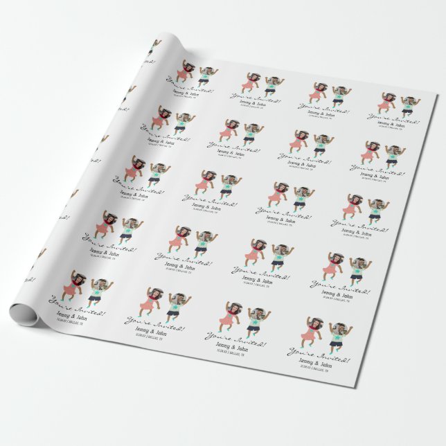 Funny Add Photo Customized Bride & Groom Wedding   Wrapping Paper (Unrolled)