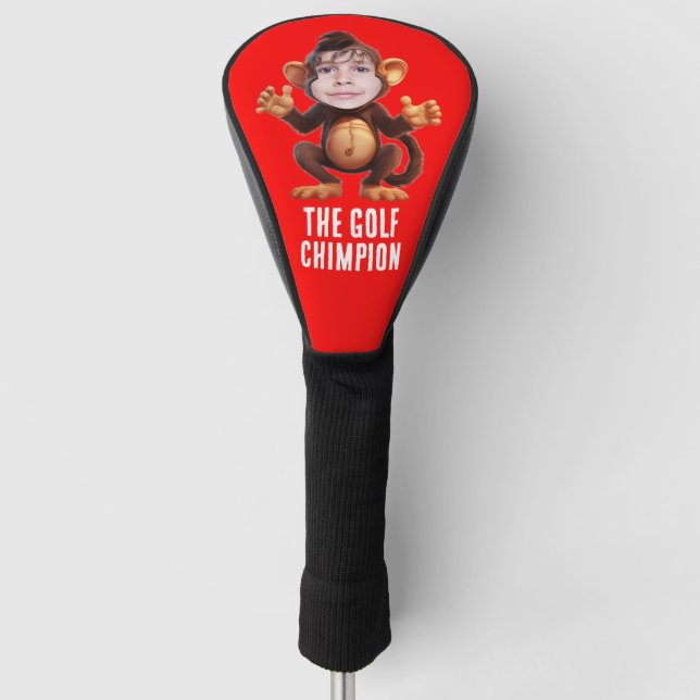 Funny ADD YOUR FACE Pun Champion Monkey Chimp Golf Head Cover (Front)