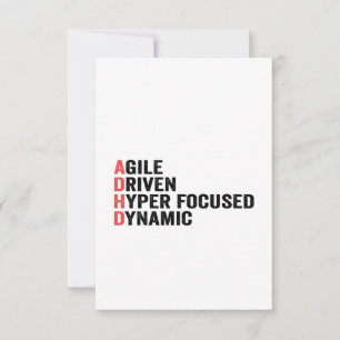 Funny Adhd Agile Driven Hyper Focused Dynamic Gift Thank You Card