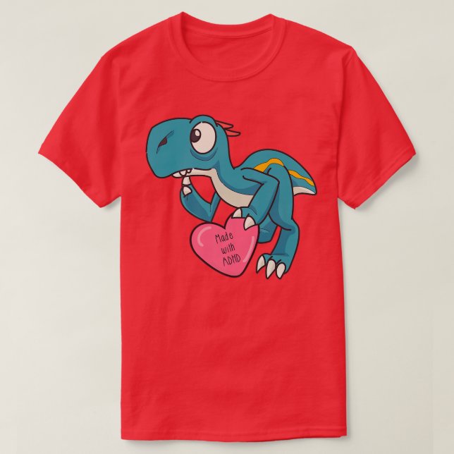 Funny ADHD Blue Dinosaur 717 T-Shirt (Design Front)