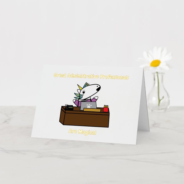 Funny Administrative Professional Unicorn  Foil Greeting Card (Small Flower)