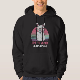 Funny Adorable Llama 11th Birthday Gift For Women Hoodie