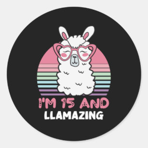 Funny Adorable Llama 15th Birthday Gift For Women Classic Round Sticker