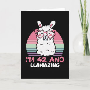 Funny Adorable Llama 42nd Birthday Gift For Women Card