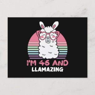 Funny Adorable Llama 46th Birthday Gift For Women Postcard