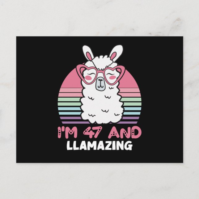  Funny Adorable Llama 47th Birthday Gift For Women Postcard (Front)
