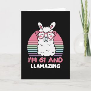 Funny Adorable Llama 61st Birthday Gift For Women Card