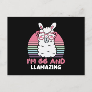 Funny Adorable Llama 66th Birthday Gift For Women Postcard
