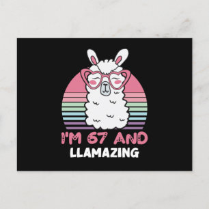 Funny Adorable Llama 67th Birthday Gift For Women Postcard