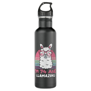 Funny Adorable Llama 74th Birthday Gift For Women 710 Ml Water Bottle