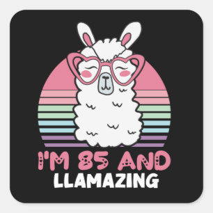 Funny Adorable Llama 85th Birthday Gift For Women Square Sticker