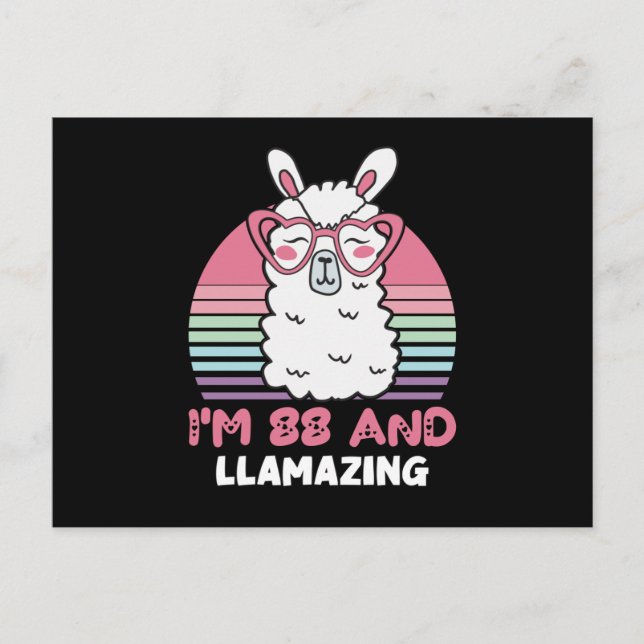 Funny Adorable Llama 88th Birthday Gift For Women Postcard (Front)