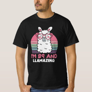Funny Adorable Llama 89th Birthday Gift For Women T-Shirt