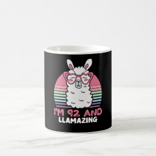 Funny Adorable Llama 92nd Birthday Gift For Women Coffee Mug