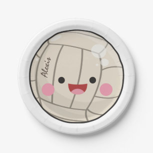 Funny Adorable Volleyball Kawaii Ball Kid's Name   Paper Plate