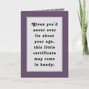 Funny Adult Birthday Certificate Card