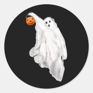 Funny Adult Halloween Hilarious Ghost Classic Round Sticker