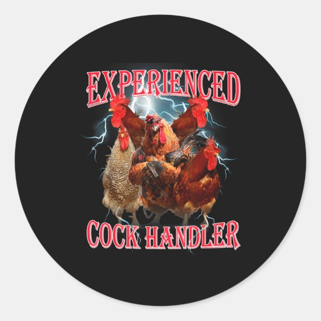 Funny Adult Humor Experienced Handler Inappropriat Classic Round Sticker (Front)