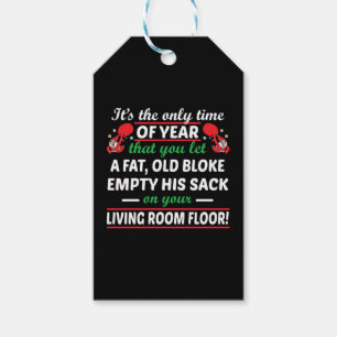 Funny Adult Joke On Santa Claus For Christmas Gift Tags