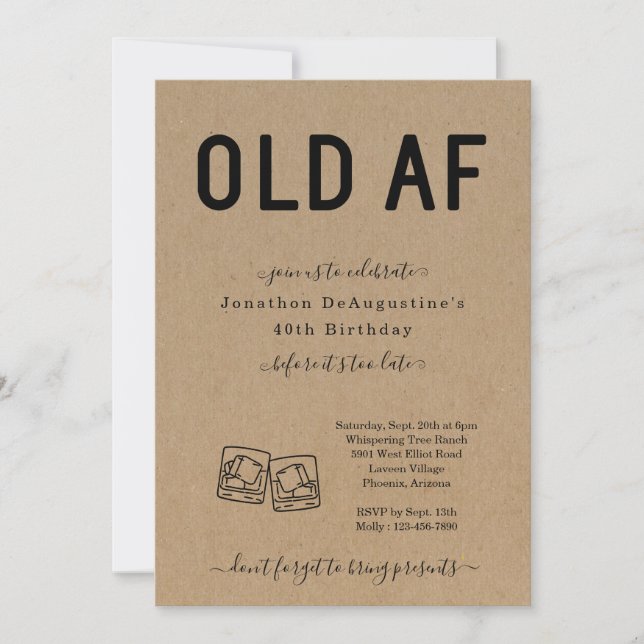 Funny Adult OLD AF Birthday Invitation (Front)