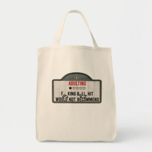 Funny Adulting One Star Review Cinema Sign  Tote Bag