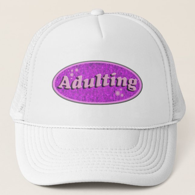 Funny Adulting Retro Decal Nostalgia Art Trucker Hat (Front)